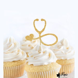 Stethoscope Cupcake Toppers, Nurse Graduation, Nurse Cupcake Toppers, Doctor Graduation, Doctor Cupcake Toppers, Graduation Cupcake Toppers