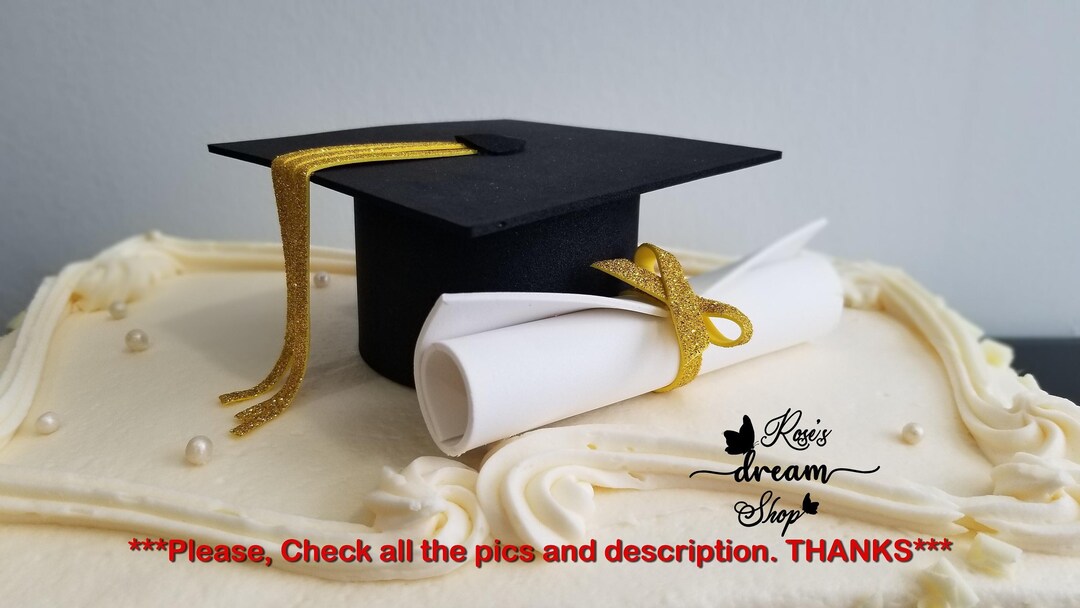 Graduation Cake Topper Class of 2025 Party Decorations, Graduation Cap and Diploma Cake Decor