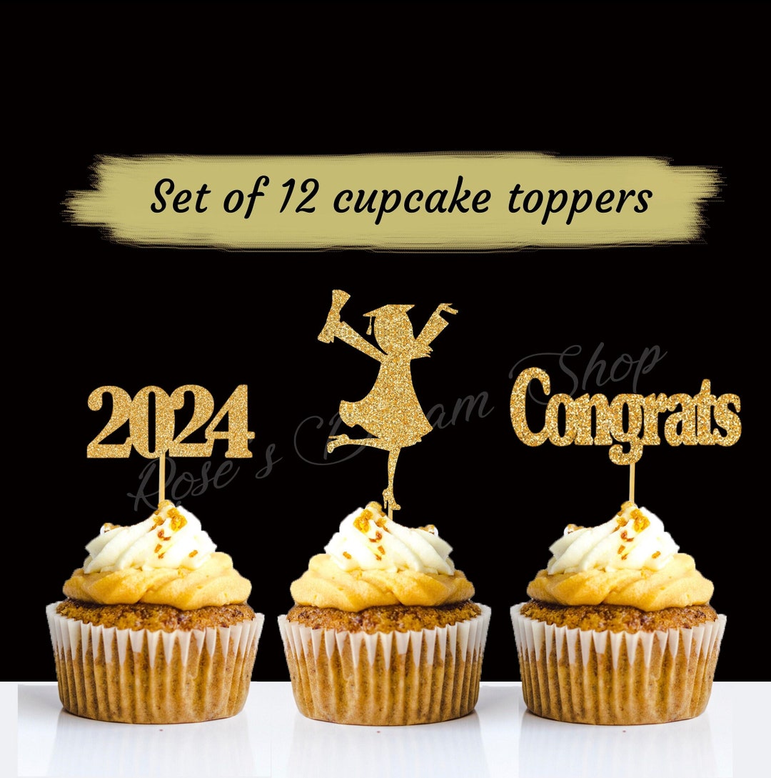 Graduation Cupcake Toppers, Class 2024 Cupcake Toppers Decoration
