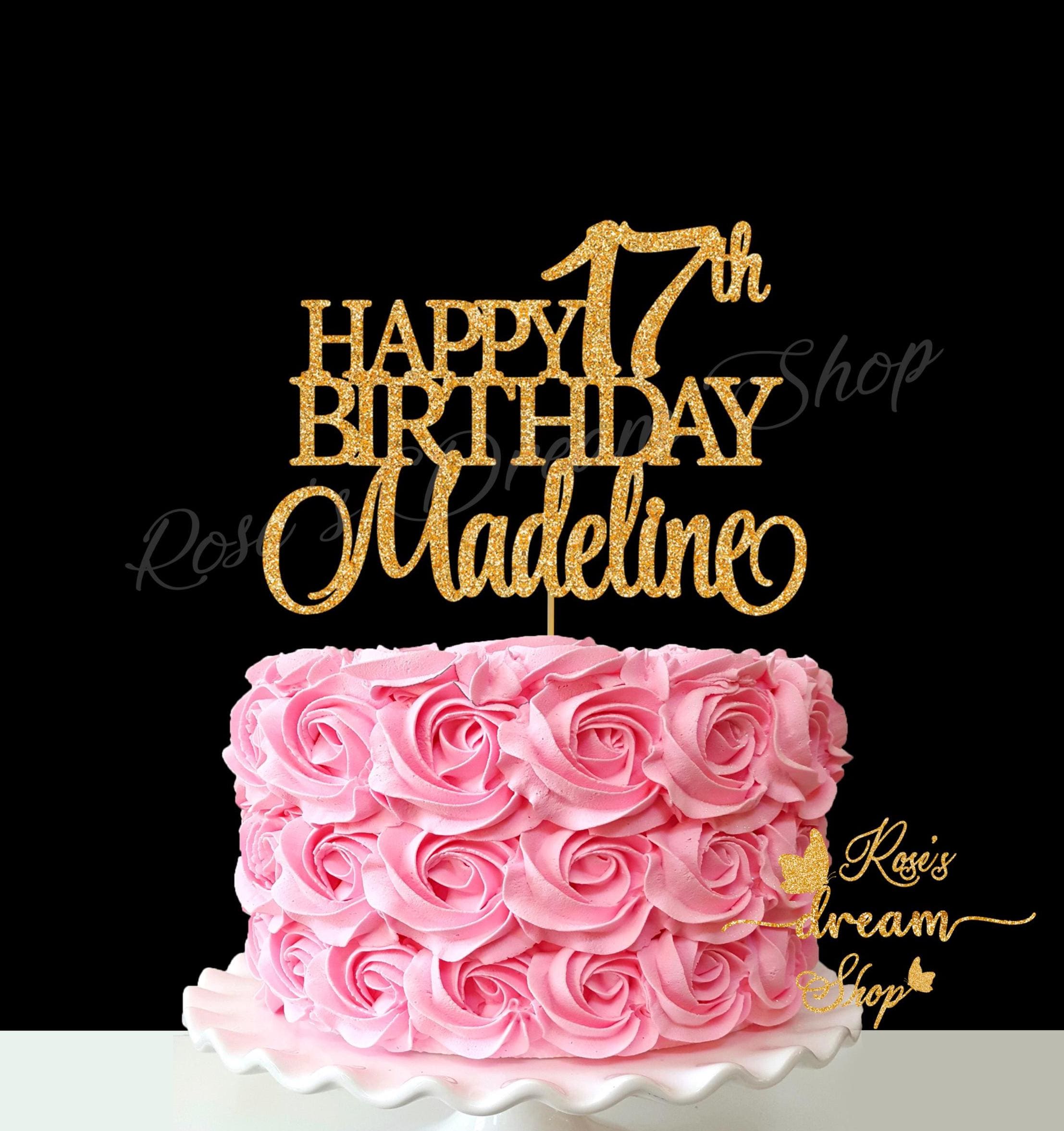Happy 17th Birthday Cake Topper, 17 Cake Topper, 17th Birthday Decor