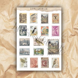 Vintage Stamp Stickers | Handmade | Journaling | Scrapbooking | Snailmail | Postage