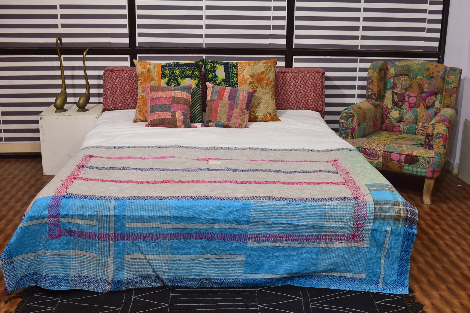 Vintage Kantha Edredones Manta Y Tirar Bordado Kantha Etsy