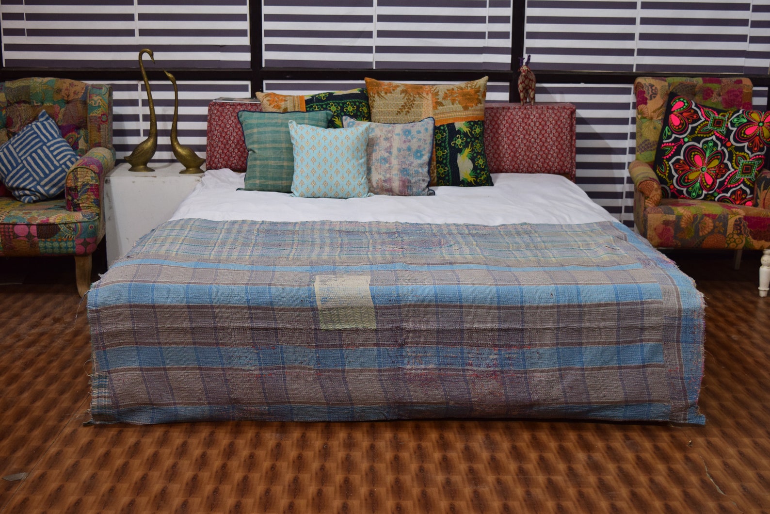 Vintage Kantha Edredones Manta Y Tirar Bordado Kantha Etsy