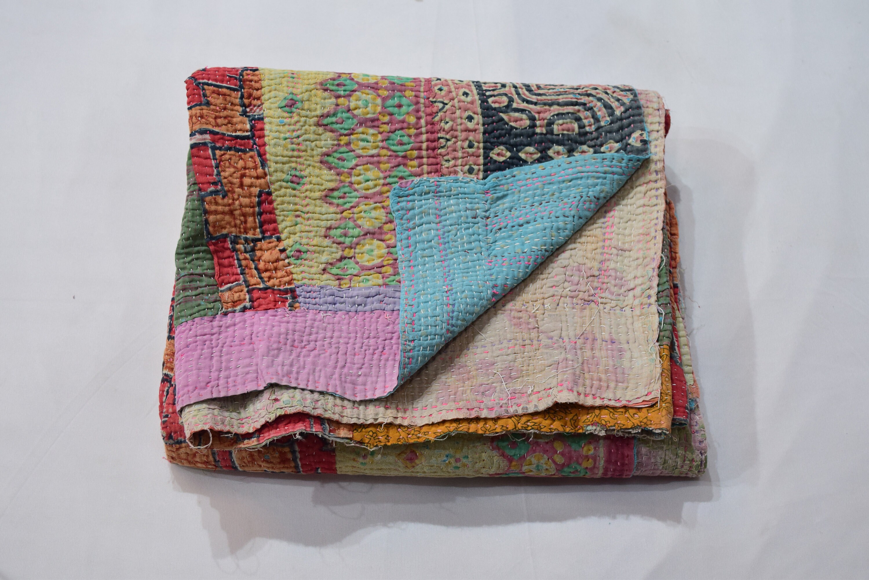 Vintage Kantha Edredones Manta Y Tirar Bordado Kantha Etsy