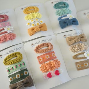Pinzas para el pelo (juego de 4) para bebé, accesorio para el pelo de niña, hechas a mano, regalo para niña, regalo para cumpleañera