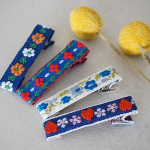 Embroidered Hair Clip, Alligator Clip, Girls Hair Clips, Baby Girl Hair Bows, Baby Bows, Toddler Hair Clips, Gift for Girls, Hairclips