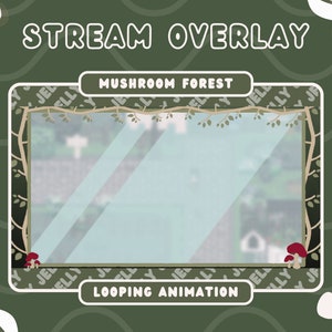 Twitch Overlay Pilzwald + GRATIS Übergang - Animiert - Youtube - Overlays - Stream - Cottagecore - Süß - Zweig - Blatt - Grün