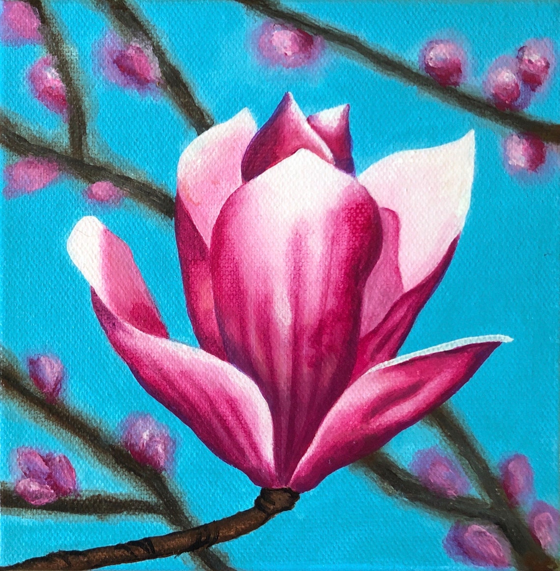 Original Hand painted Magnolia Flower Acrylic Painting on Etsy