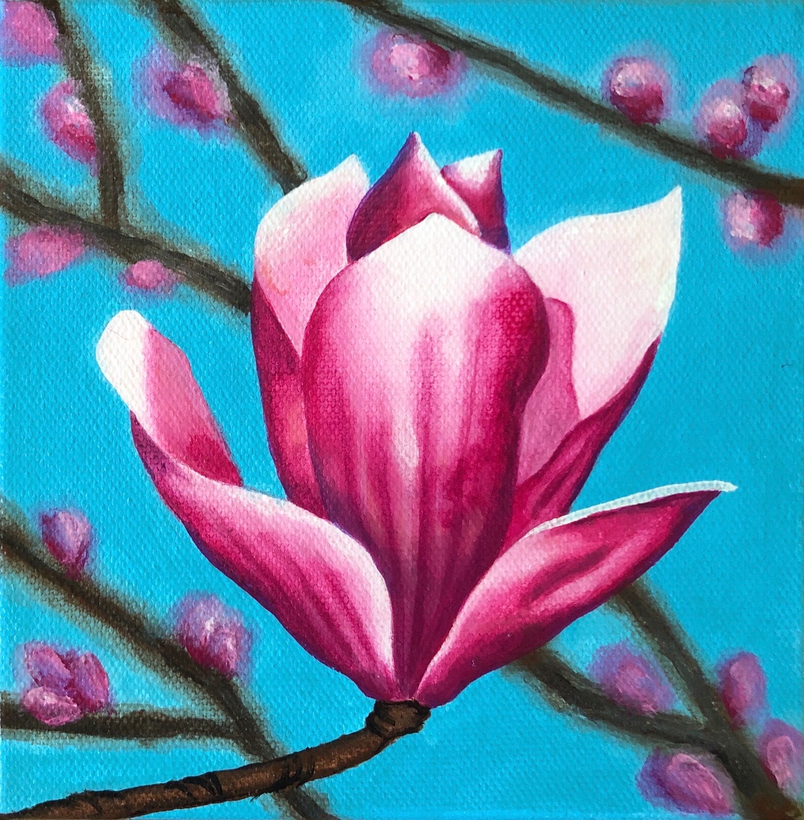 Original Hand painted Magnolia Flower Acrylic Painting on Etsy