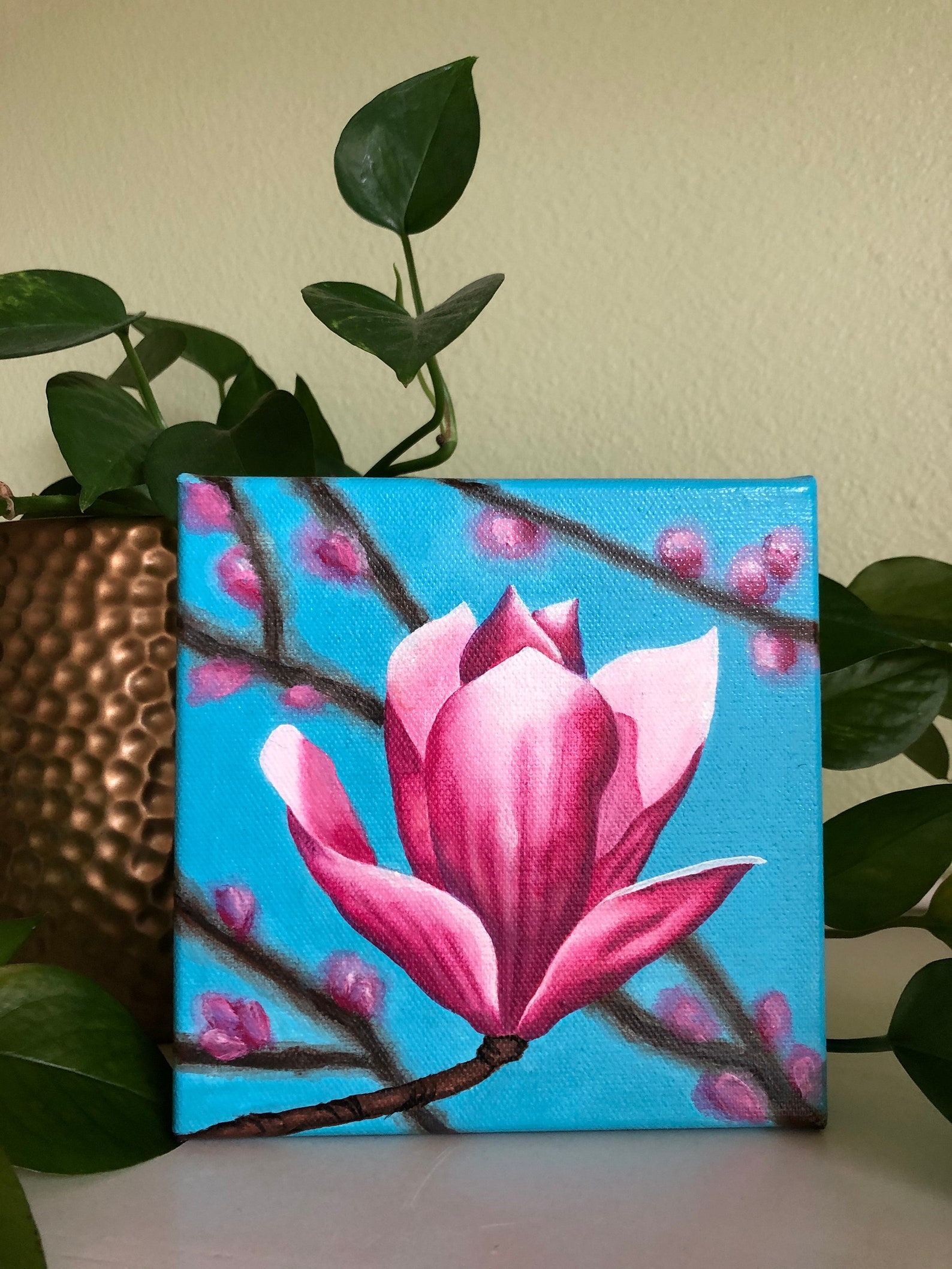 Original Hand painted Magnolia Flower Acrylic Painting on Etsy