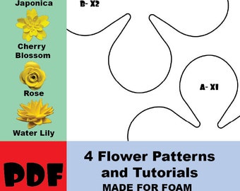 4 patrones de flores de espuma artesanal y tutorial
