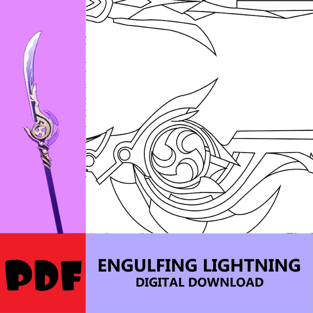 Engulfing Lighting Spear Genshin Impact PDF Blueprint Etsy