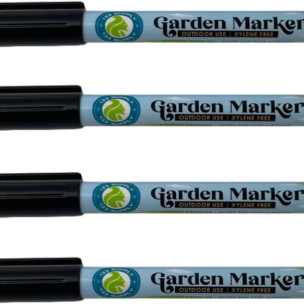133 SUPPLY - 4 Pack Garden Marker Pens UV Resistant Waterproof Permanent Markers for Plant Markers, Garden Labels, Plant Tags, Plant Label