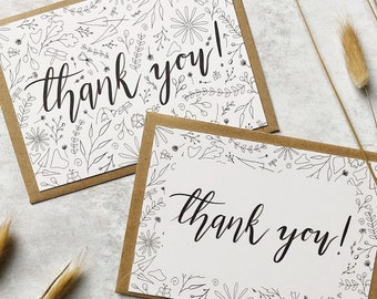 Thank You Cards Set of 10 | A6 Thank you Cards with Envelopes | Wedding Thank You Cards | Thank You Cards | Teacher Cards | Friend Cards