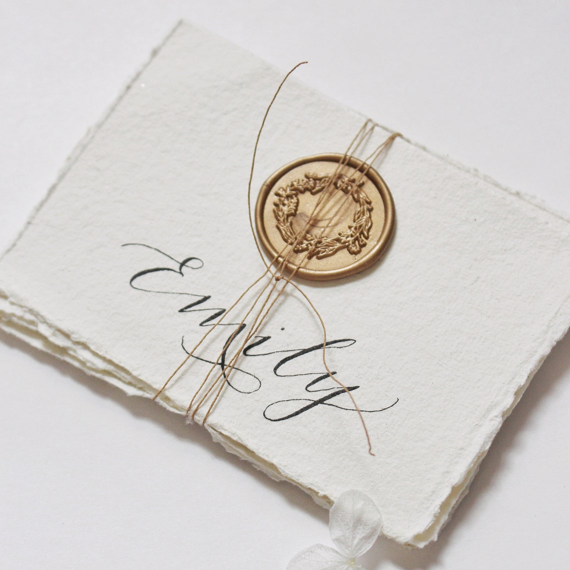 Wax Seal Calligraphy Handmade Paper Place Cards Wedding Etsy
