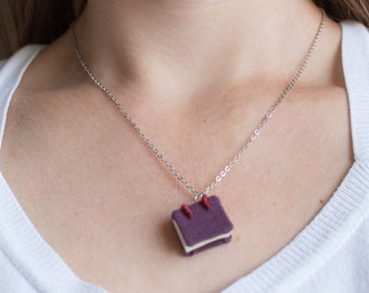 Ready To Ship - Book Necklace, Book Jewelry, Miniature Journal Pendant – Eggplant Book Pendant