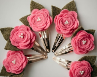 Handmade Felt Rose Hair Clip | Valentines Rose Gold Accessory