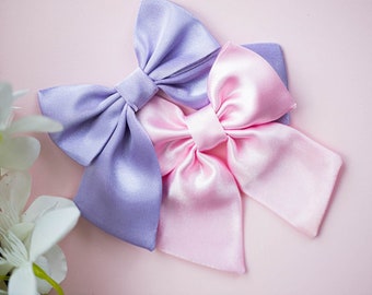 Spring Hair Bows | Easter Hair Bows | Toddler Accessories | Baby Headband | Hand Knotted Bow | Purple Bow | Pink Bow