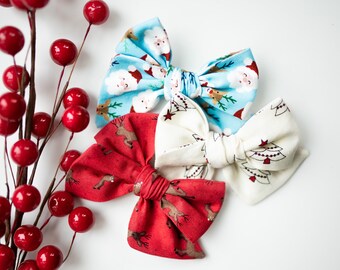 Handmade Christmas Hair Bow: Santa, Reindeer, Tree