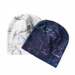 Shark Print Baby Beanie: Soft Cotton Blend Slouchy Beanie