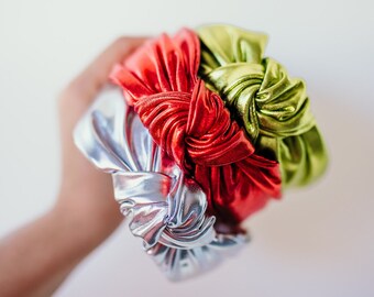 Hand Knotted Stretch Foil Headband: Adult & Kids