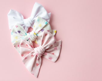 Valentine's Hair Bows | Hair Bows | Heart Bows | Toddler Accessories | Baby Accessories | Hand Knotted Hair Bow | Pink Hair Bows