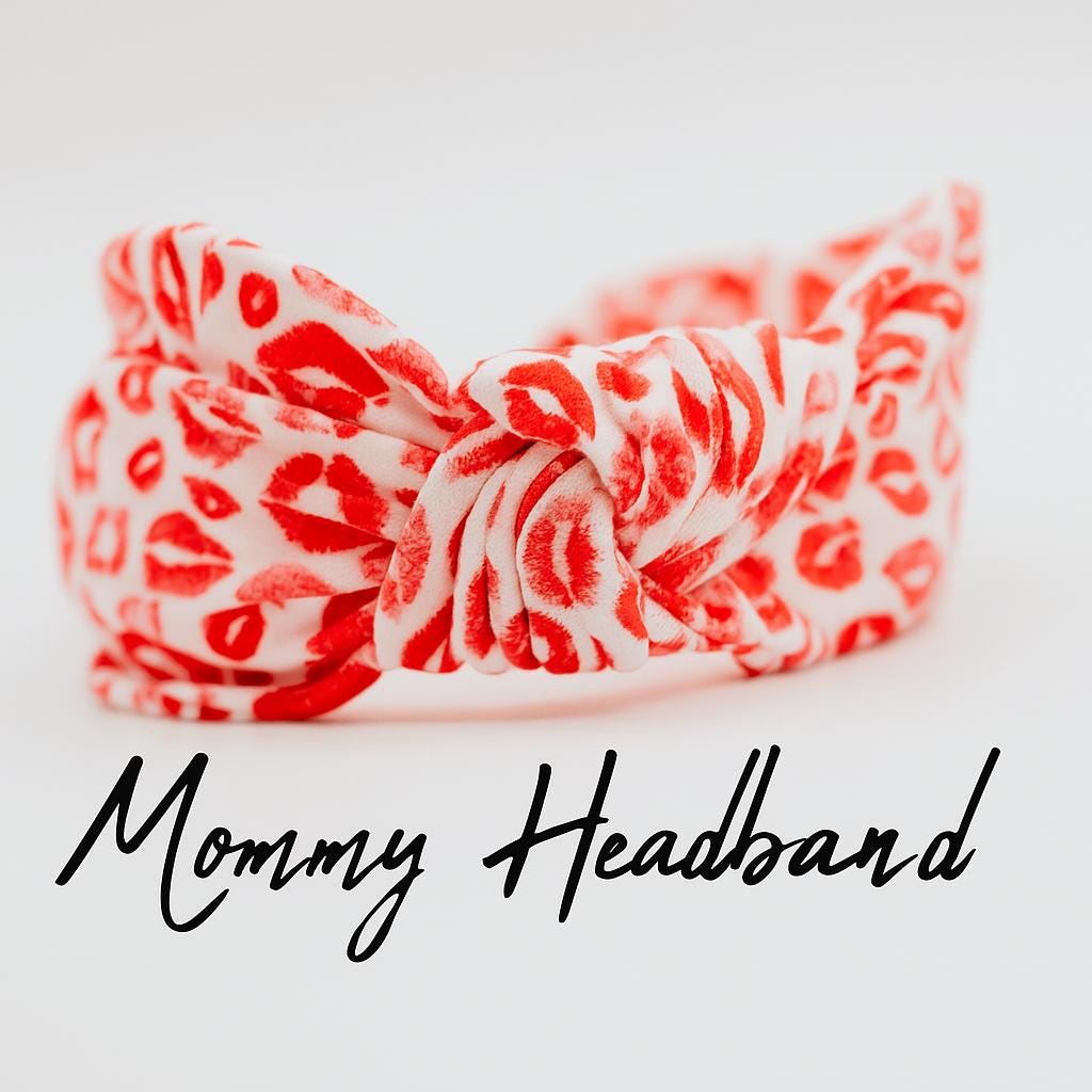 Valentines Kiss Print Knotted Headband: Mommy and Me Set - Etsy display picture 1