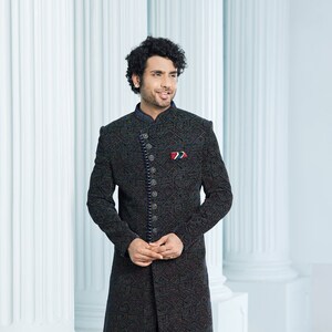 Black Embroidery wedding sherwani for Grooms, Designer jodhpuri sherwani, Partywear Sherwani, bandhgala suit, Grooms men dress