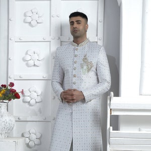 off white exclusive groom sherwani for men, embroidery sherwani, sherwani for grooms and grooms men jodhpuri sherwani set, indowestern dress