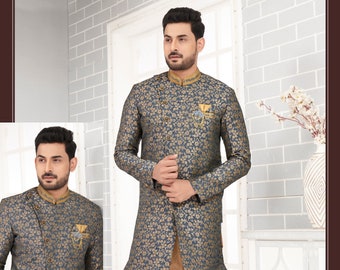 Mens Floral Work Indo western outfit , Grooms indo western, Sherwani for men, Wedding Indo western, Fancy look indo western gift