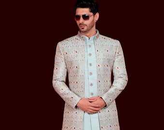 Indian Wedding Sherwani: Embroidered Art Silk Jodhpuri Suit