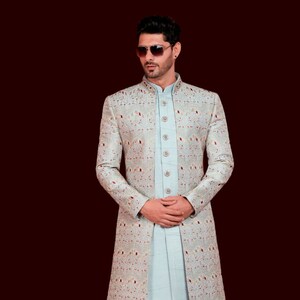 Indian jodhpuri  wedding sherwani for grooms, wedding sherwani, sherwani for men , grooms sherwani, indian 3 layer jacket suit, gift for him