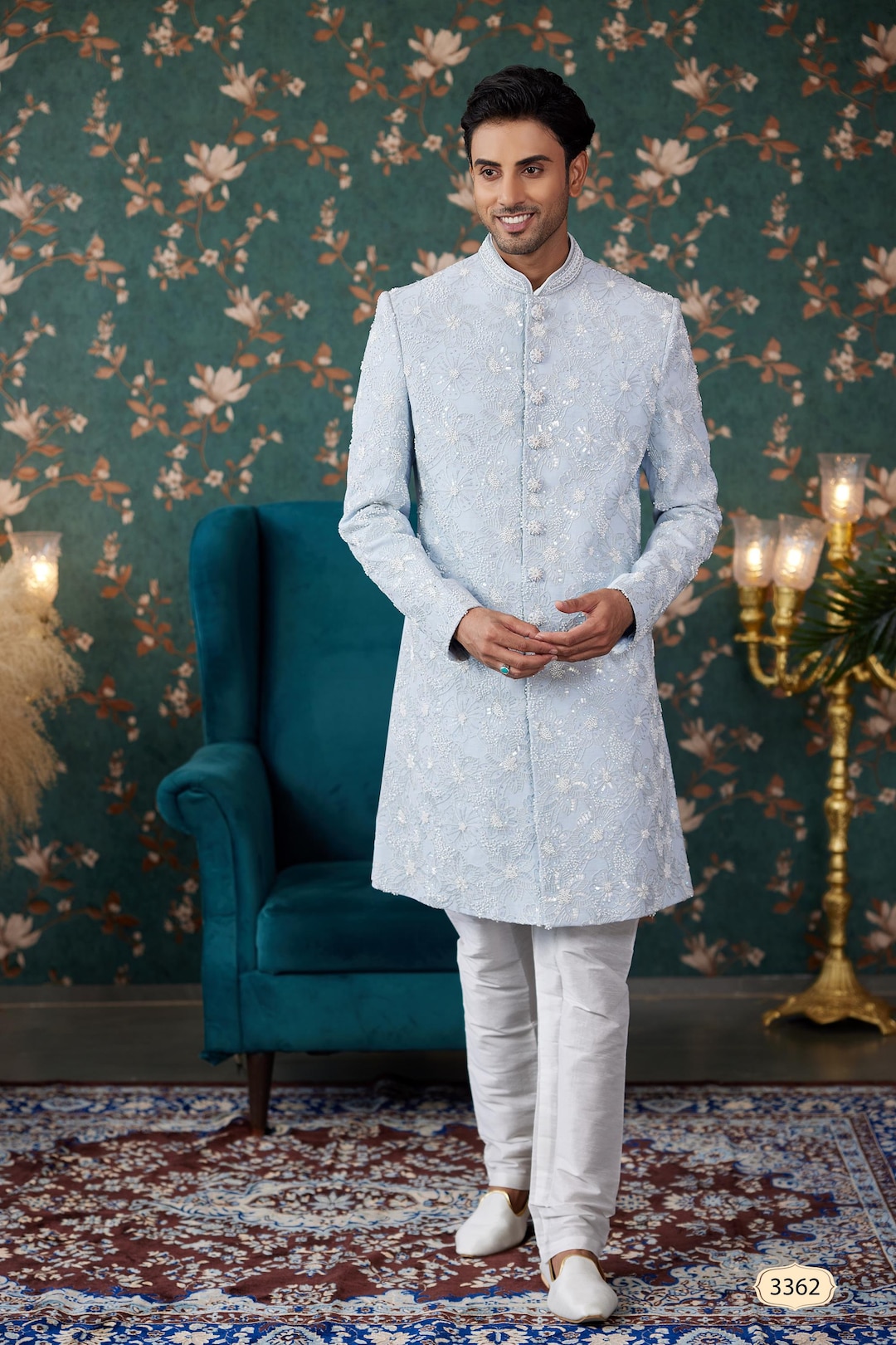 Embroidered Jodhpuri Sherwani: Men's Wedding Outfit, Plus Size - Etsy