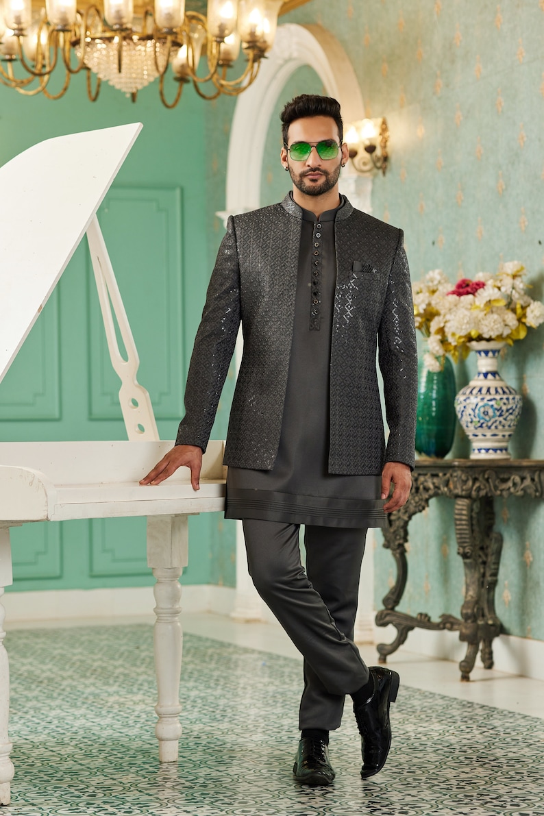 black indowestern sherwani