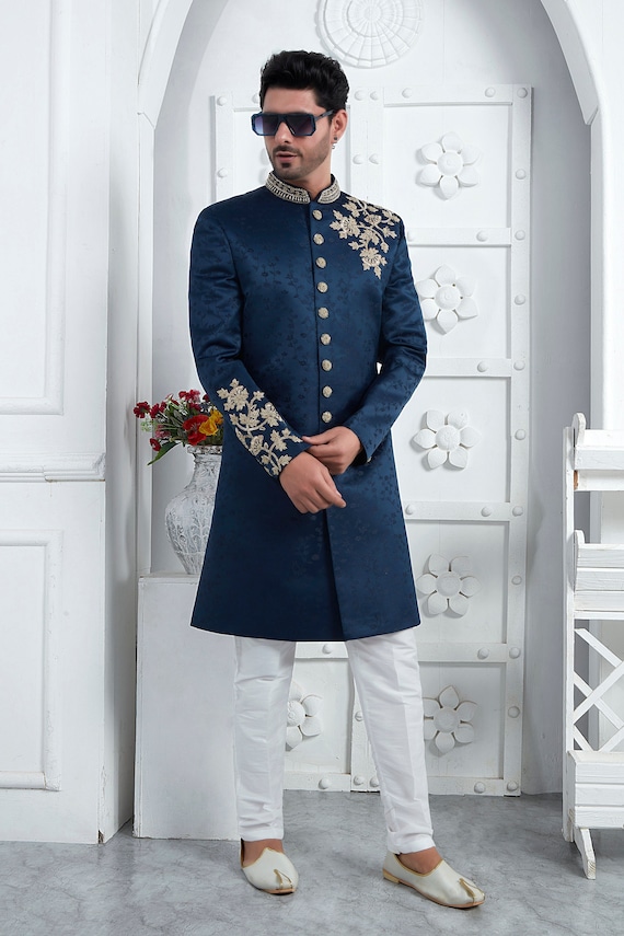 navy blue wedding dress for men Glamorous English Wedding with Luxe Decor and Gorgeous Style