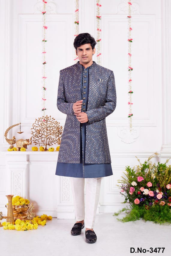 Custom Sherwani for Groom Wedding Sherwani Indo Western Style Indo