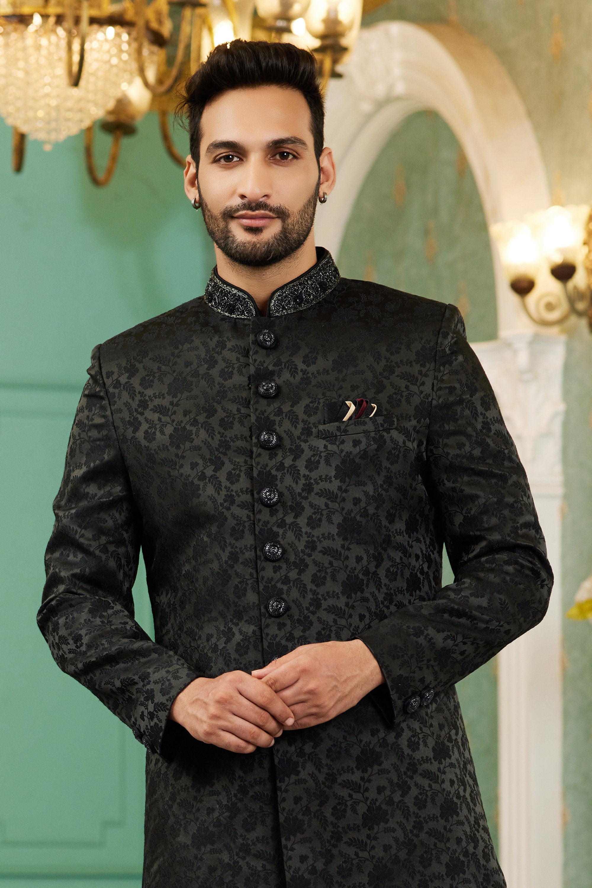 Buy Black Groom Wedding Sherwani, Mens Wedding Sherwani