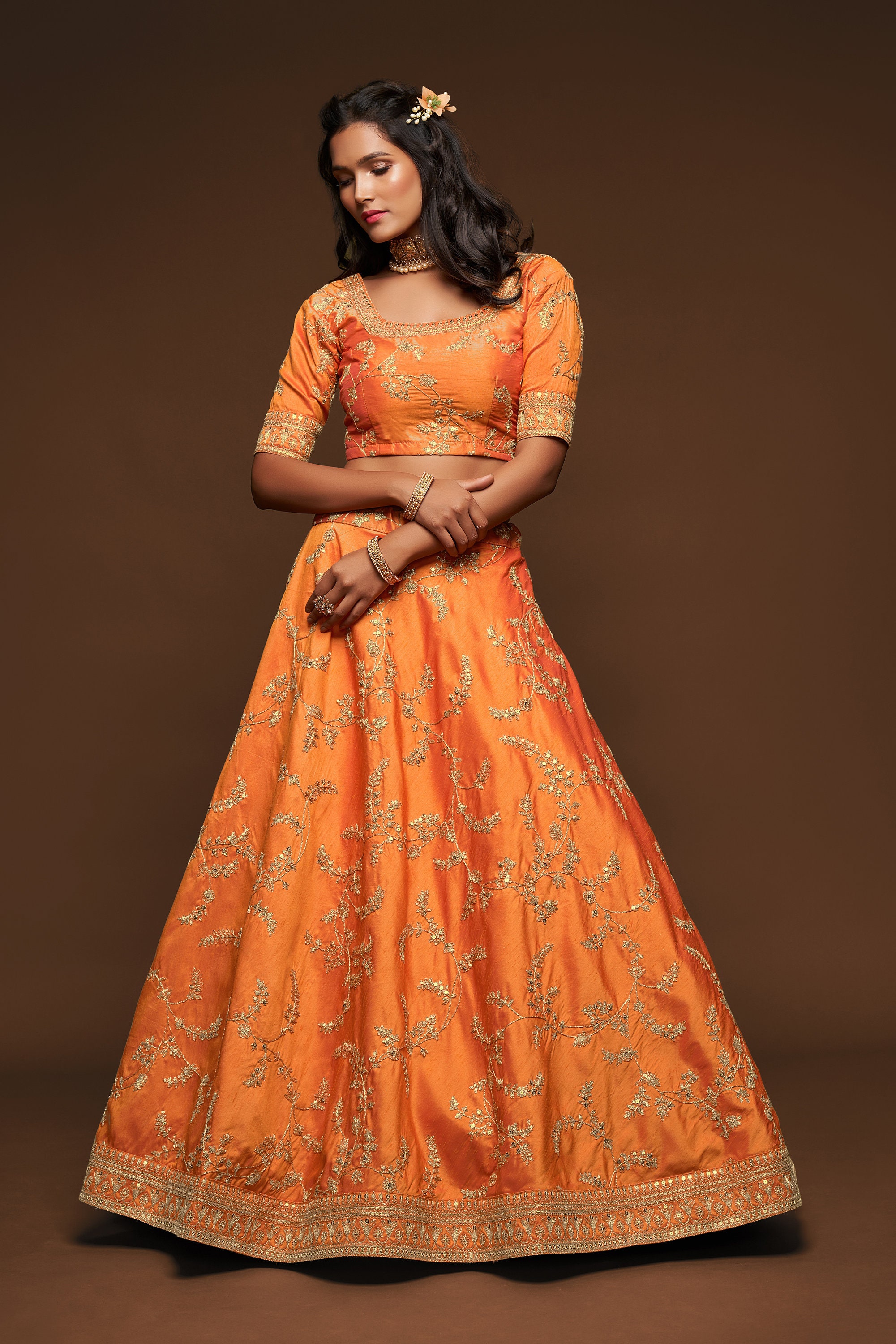 Bridal top lehenga orange