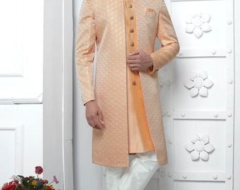 Golden indo western sherwani for men, indowestern outfit, wedding sherwani, groom sherwani, Traditional indo western, gift for him