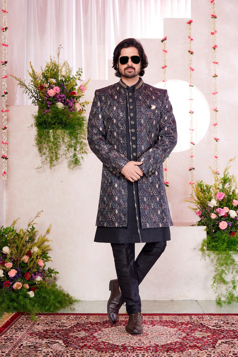 black sherwani for wedding