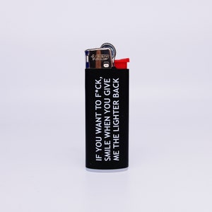Lighter with screen printed inscription