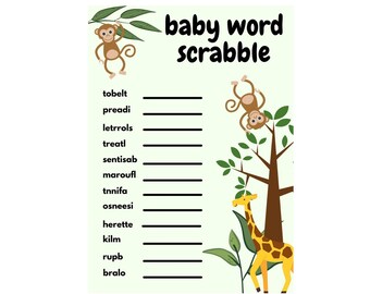 Safari Themed Baby Scramble - gra na baby shower