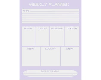 Wekelijkse planner afdrukbare sjabloon