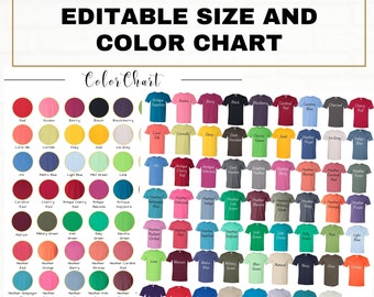 64000 color chart|64000 size chart|g640 mockup|T Shirt Size chart|Printful|Printify|640 Color Chart|T-Shirt Color Chart