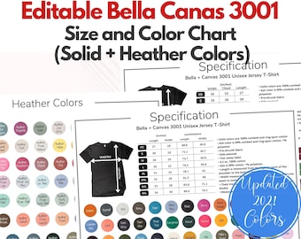 Download Bella Canvas 3001 Color Chart Etsy