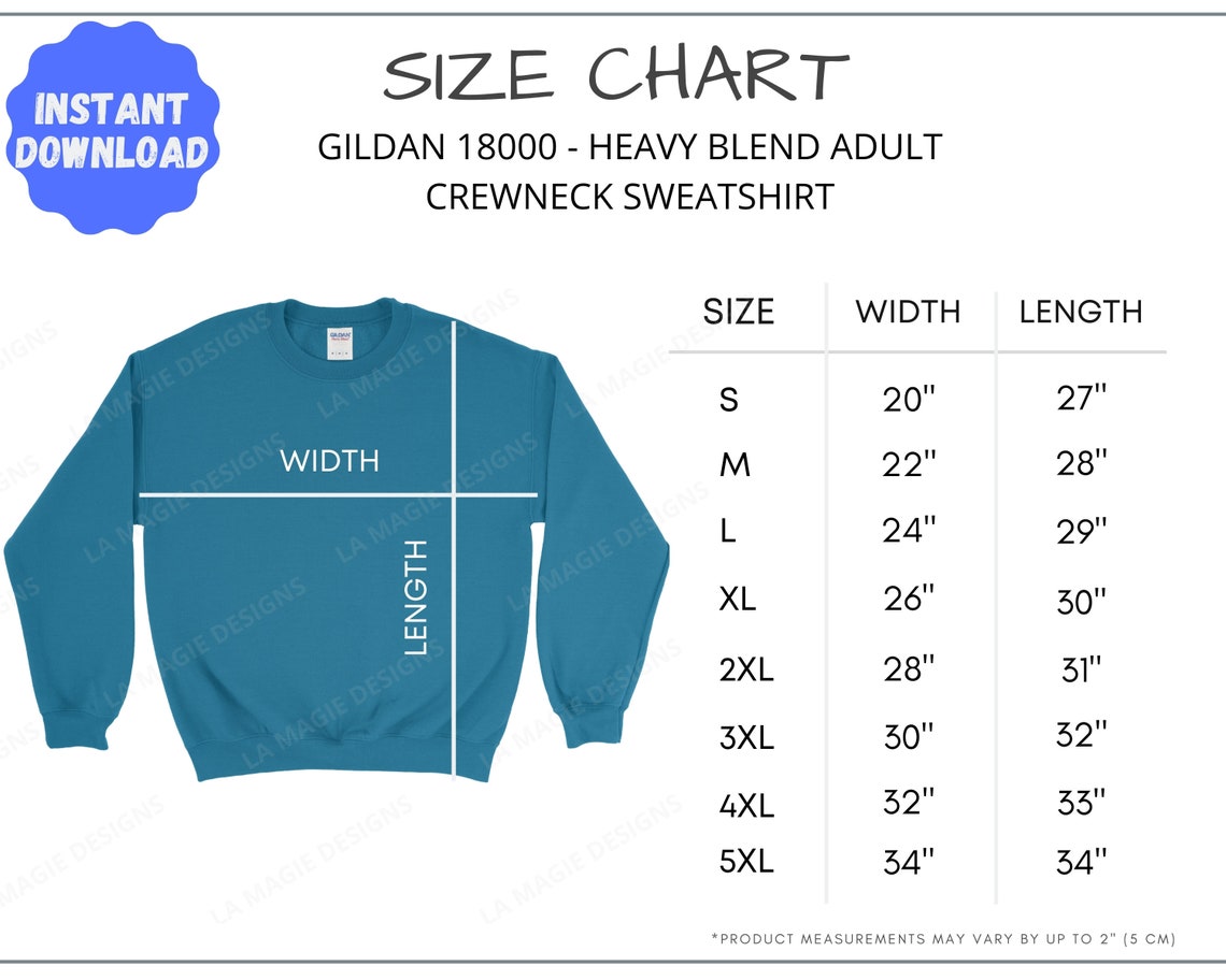 gildan size chart crewneck