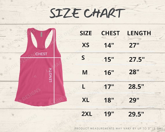 Tank Top Next Level 1533 Size Chart N1533 Women's Ideal Racerback Tank Top  Size Chart Mockup digital File Next Level Apparel 