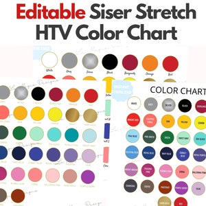 Editable Siser Stetch Color Chart|HTV Color Chart for Siser Stretch HTV Colors|Printable Vinyl Color Options|Sister Stretch HTV Color Chart