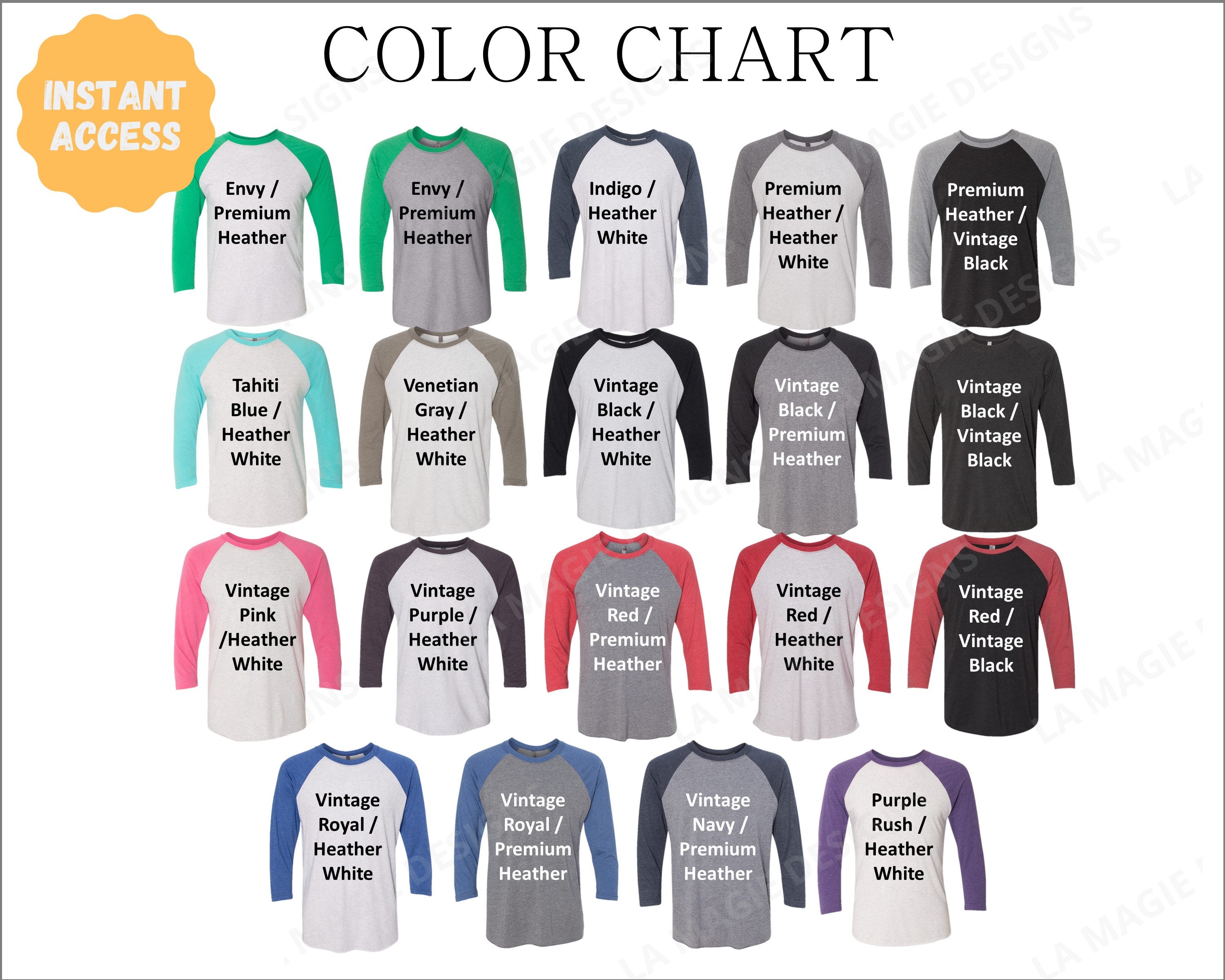 Next Level 6051 Color Chart All Colors N6051 Color Guide Etsy
