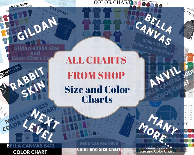 Download Bella Canvas Color Chart Gildan Color Chart Bella 8800 | Etsy